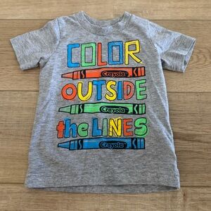 Crayola Gray Tee with Colorful Crayon Design